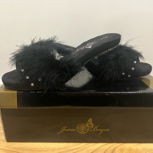 Joan Boyce satin slippers with jewel studs on kitten heel. - Picture 7 of 14